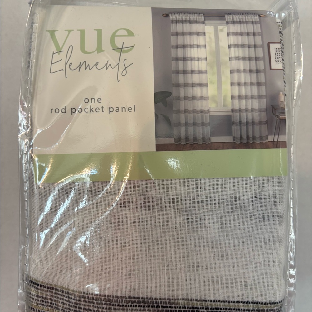 White and Gray Rod Pocket Panel curtain